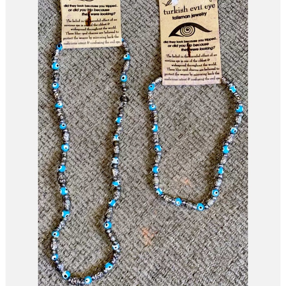 Turkish "Evil Eye" Necklace and Bracelet Set